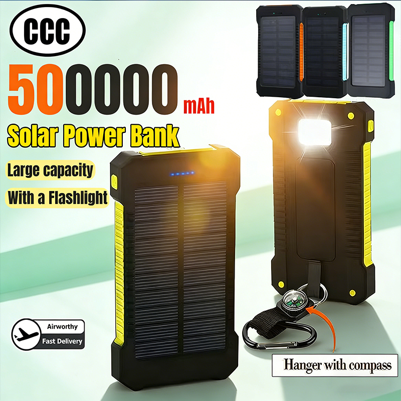 Solar Emergency Charger - Batterie externe Portable d'extérieur, 500000mAh, grande